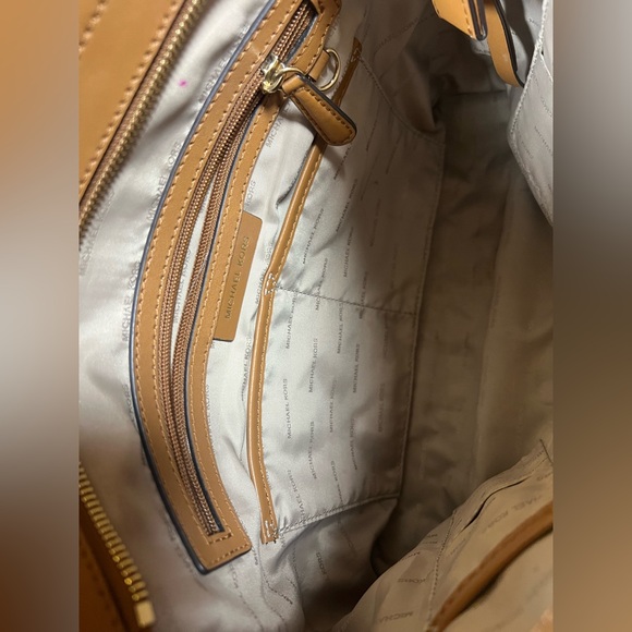 Michael Kors Brown Signature Logo Tote Gold Chain Shoulder Bag - Picture 8 of 11